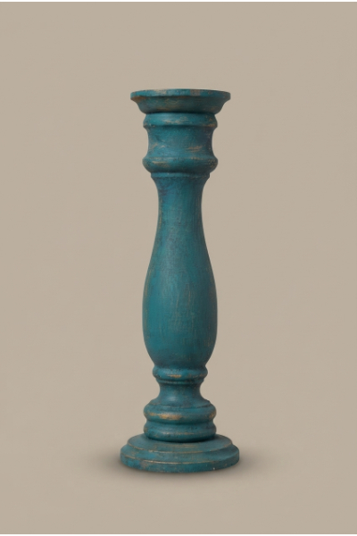 Hand Crafted Candle Stand - Teal Column